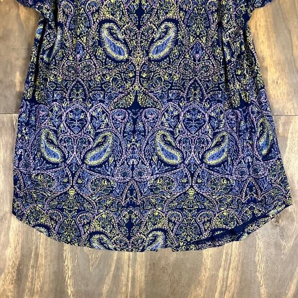Lucky Brand Womens Blouse Multicolored Paisley Short Sleeve Boho Modal Blend 1X - Picture 3 of 10
